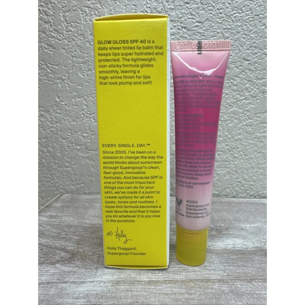 $21 🌙 Supergoop! Glow Gloss Pink Peppermint SPF 40 FULL SZ Boxed 8/ 2027 Exp